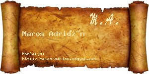 Maros Adrián névjegykártya